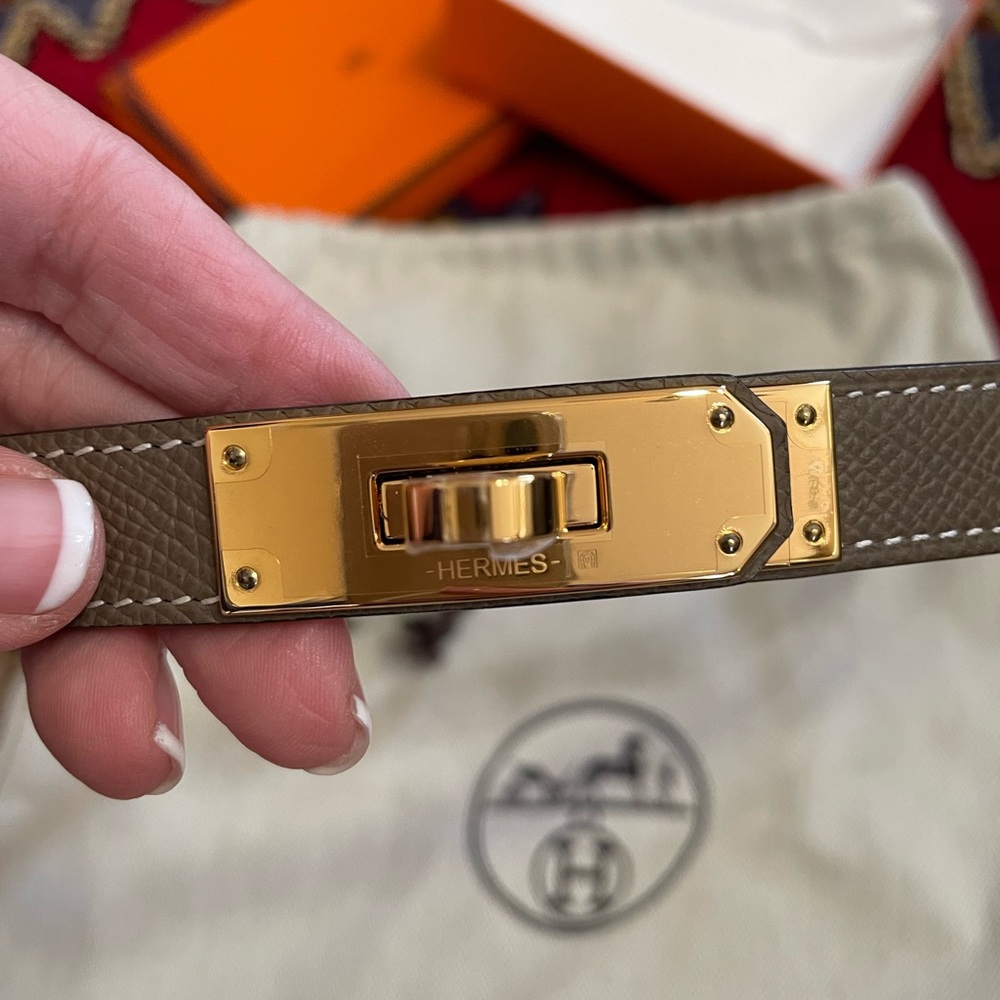 Brand new Hermes Kelly adjustable belt with gold hardware